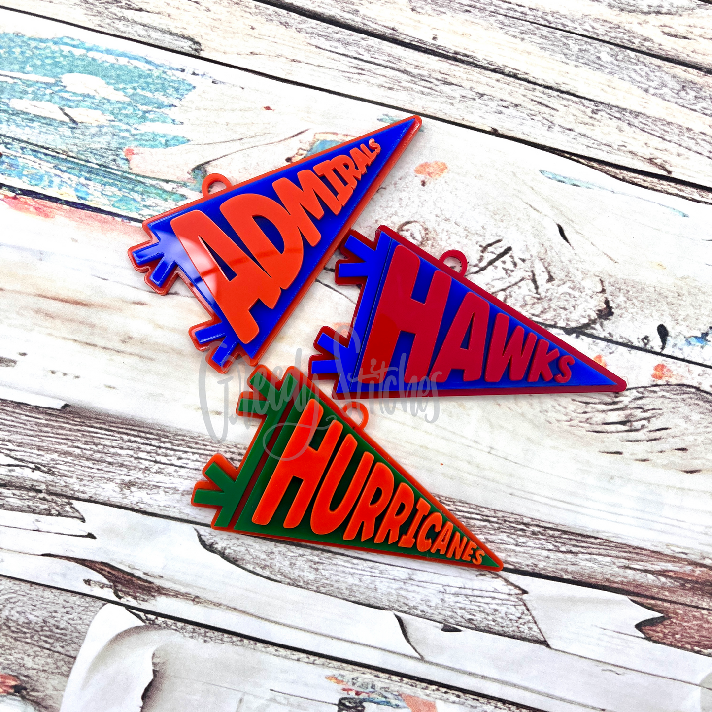 School Mascot Pennant Acylic Ornament