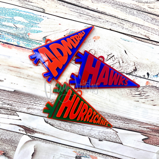 School Mascot Pennant Acylic Ornament