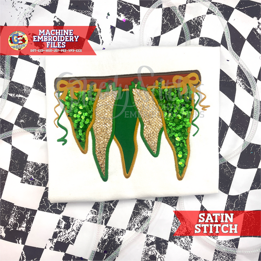 Hanging Pennants Satin Stitch Applique Machine Embroidery Design