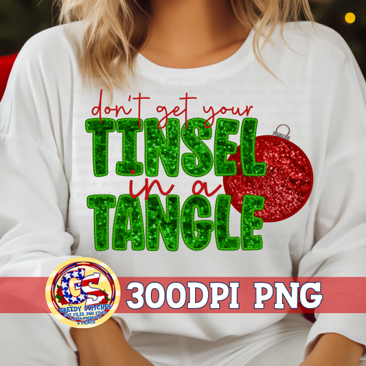 Don't Get Your Tinsel in a Tangle Faux Sequin Embroidery PNG
