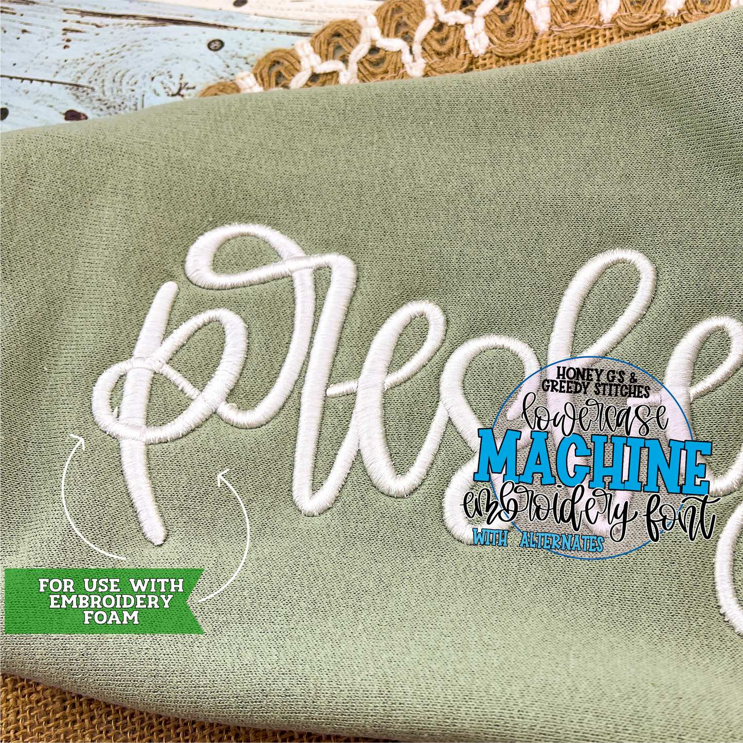 Presley Foam Machine Embroidery Font - 5 Sizes