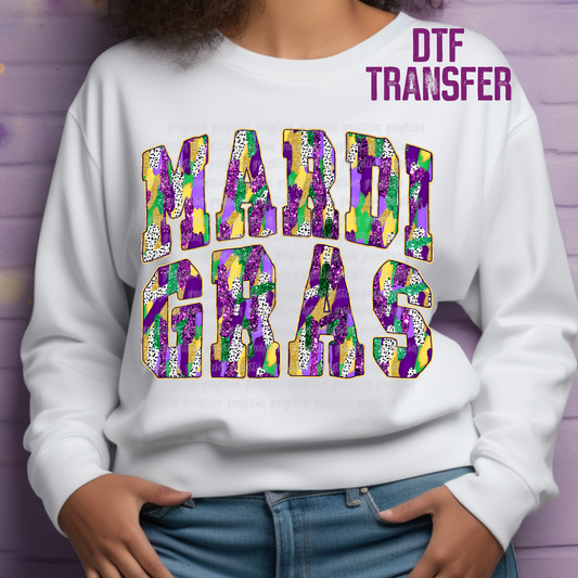 Mardi Gras Dalmation Brush Strokes DTF Transfer