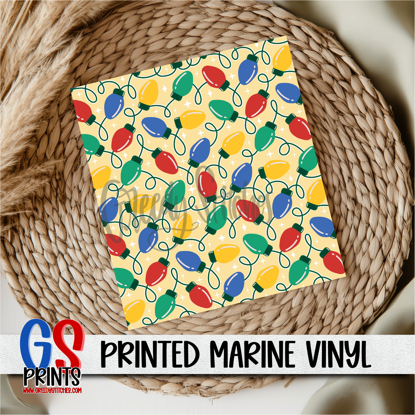 Multicolor Christmas Lights Yellow Marine Vinyl