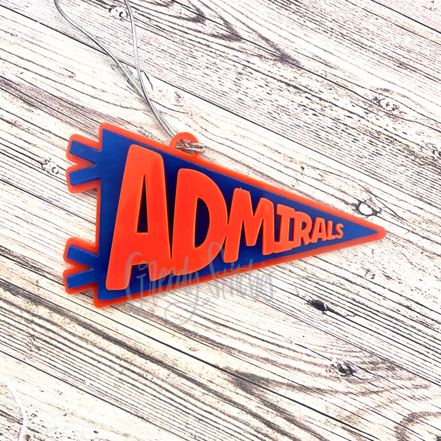 School Mascot Pennant Acylic Ornament