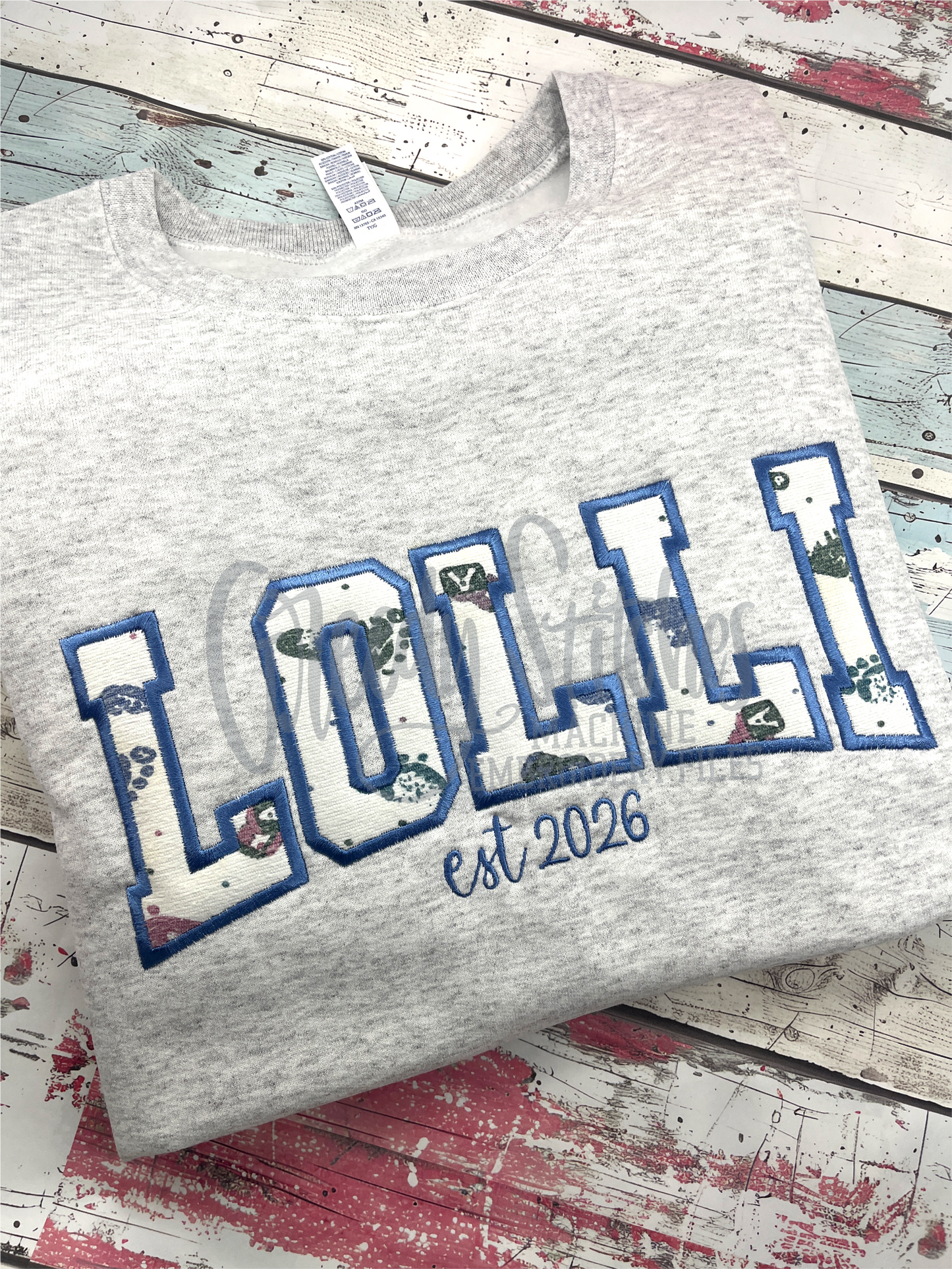 Lolli Arched Varsity Satin Applique Machine Embroidery Design