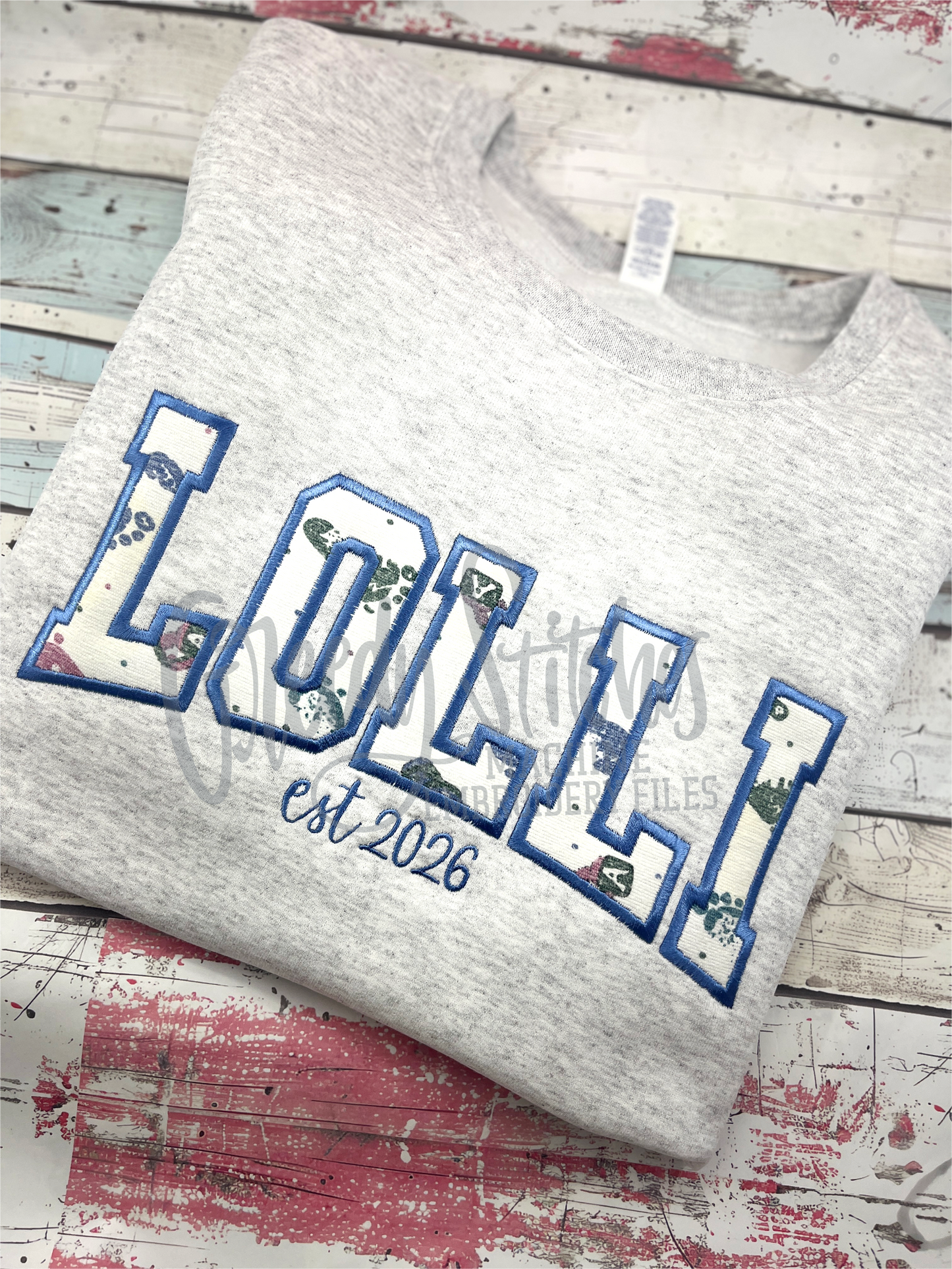 Lolli Arched Varsity Satin Applique Machine Embroidery Design