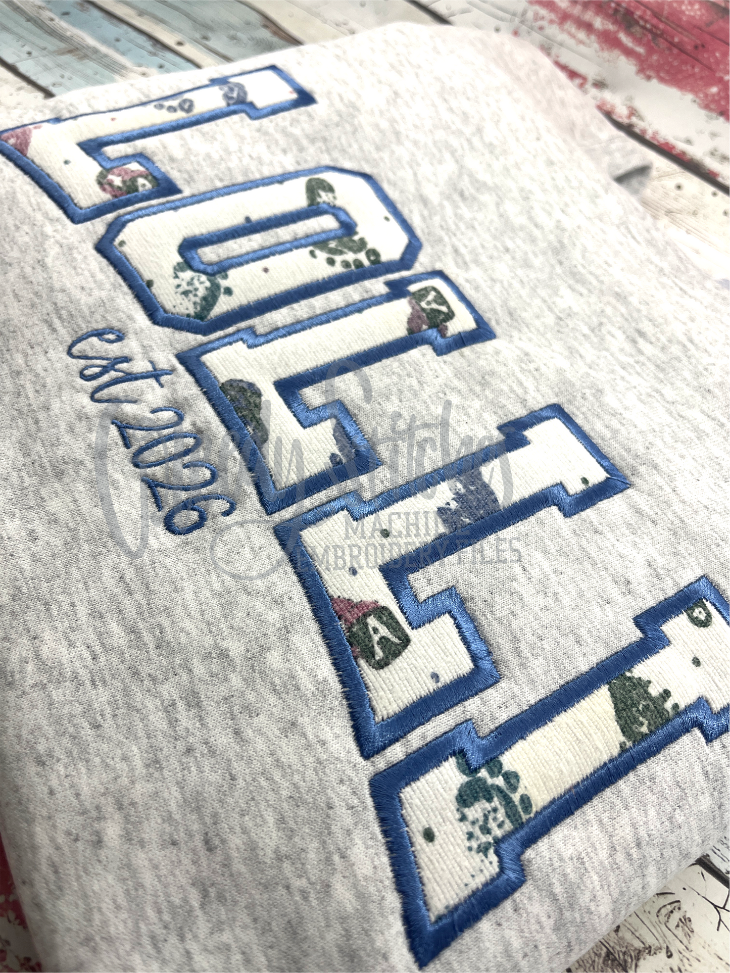 Lolli Arched Varsity Satin Applique Machine Embroidery Design