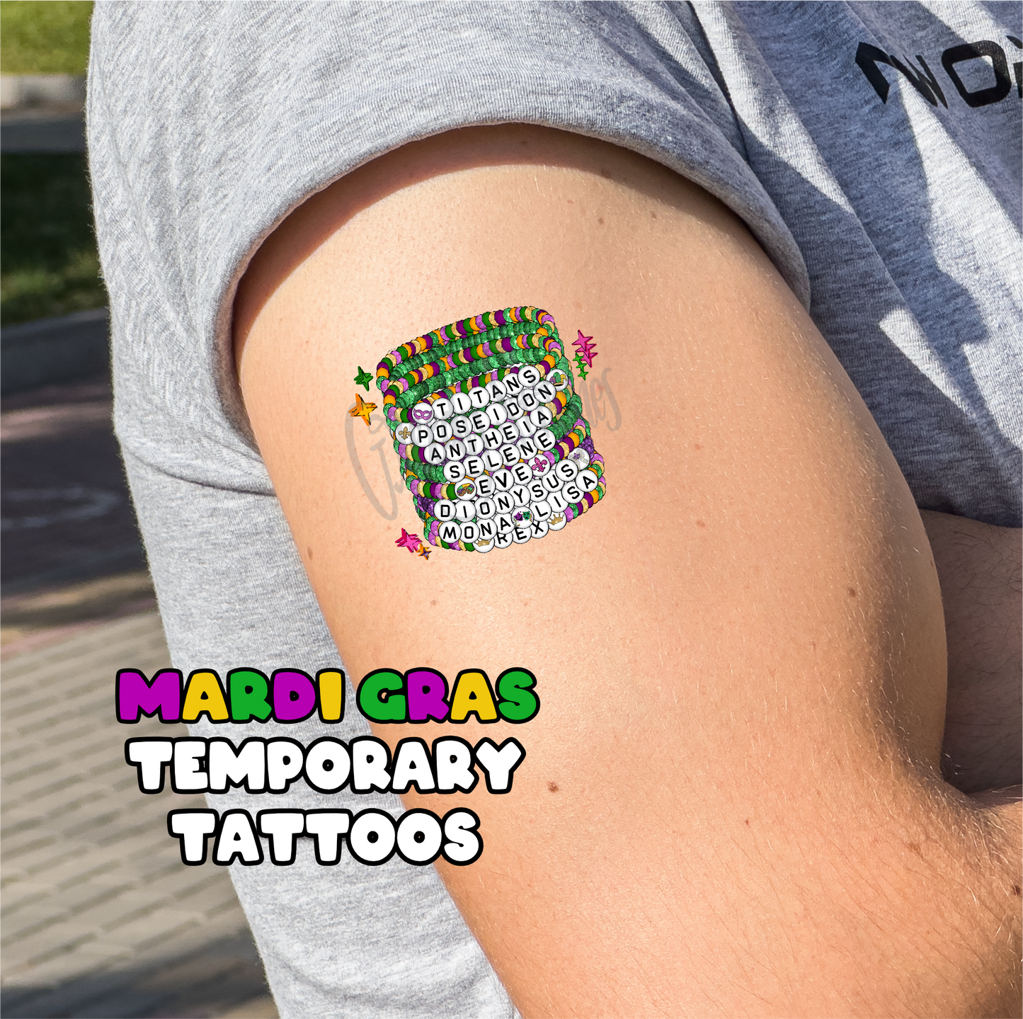 Mardi Gras Temporary Tattoos - Sheet 2