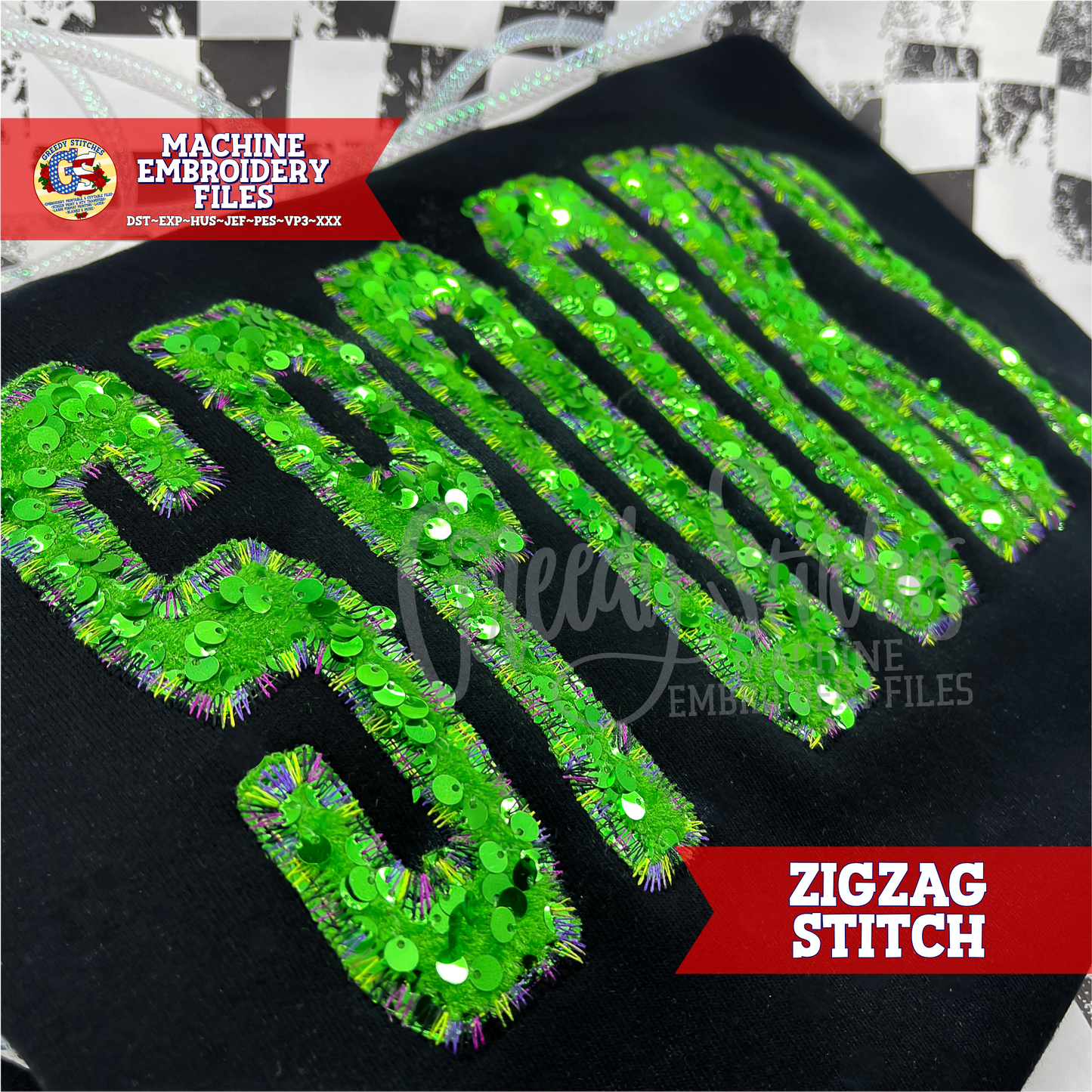 Spooky Zigzag Stitch Applique Machine Embroidery Design