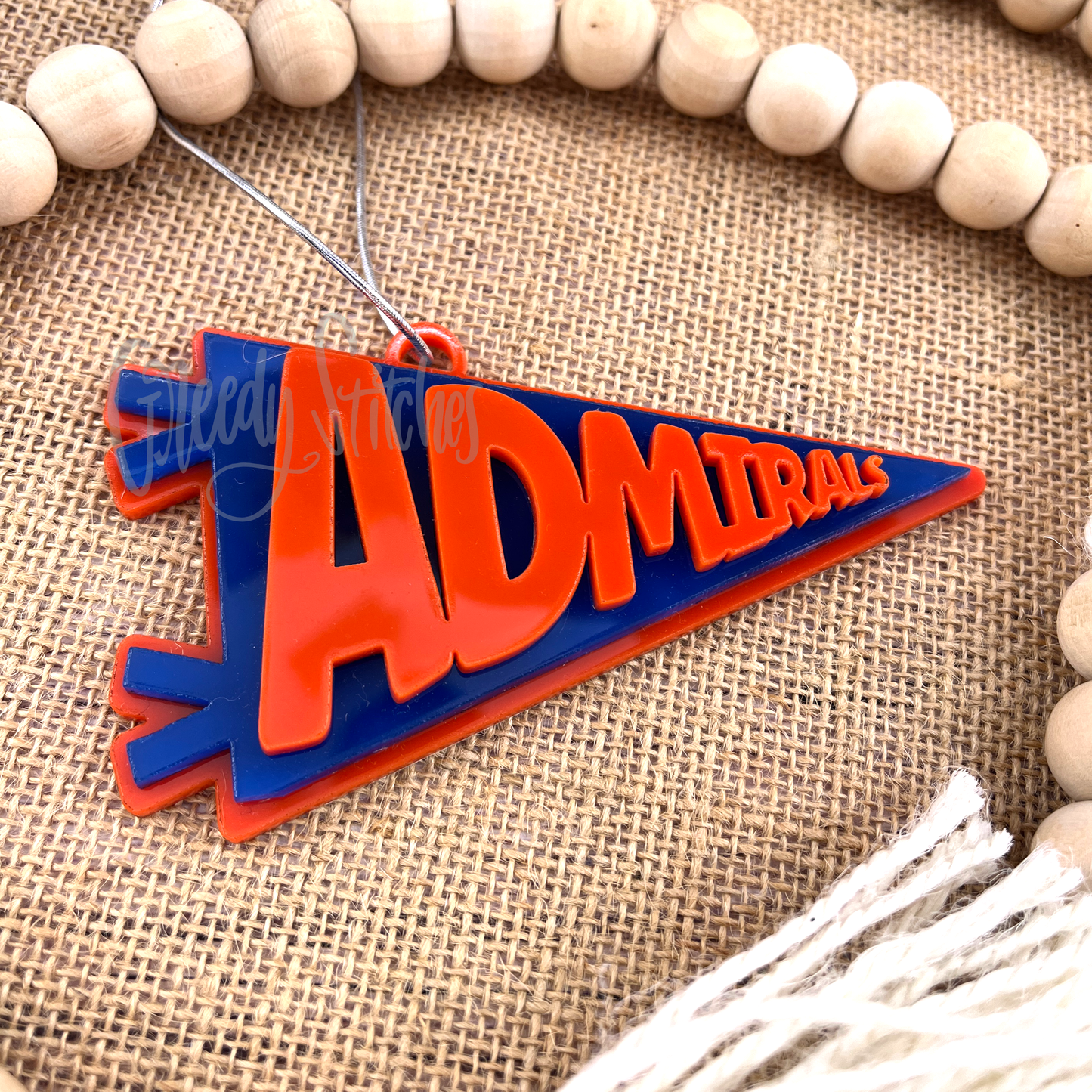 School Mascot Pennant Acylic Ornament