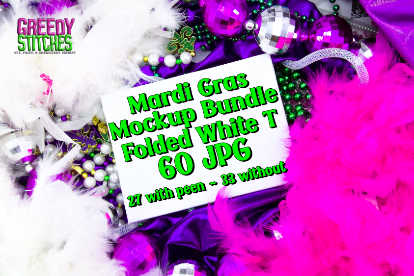 Mardi Gras White T Mockup Bundle - 60 JPG