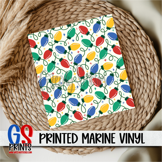 Multicolor Christmas Lights White Marine Vinyl