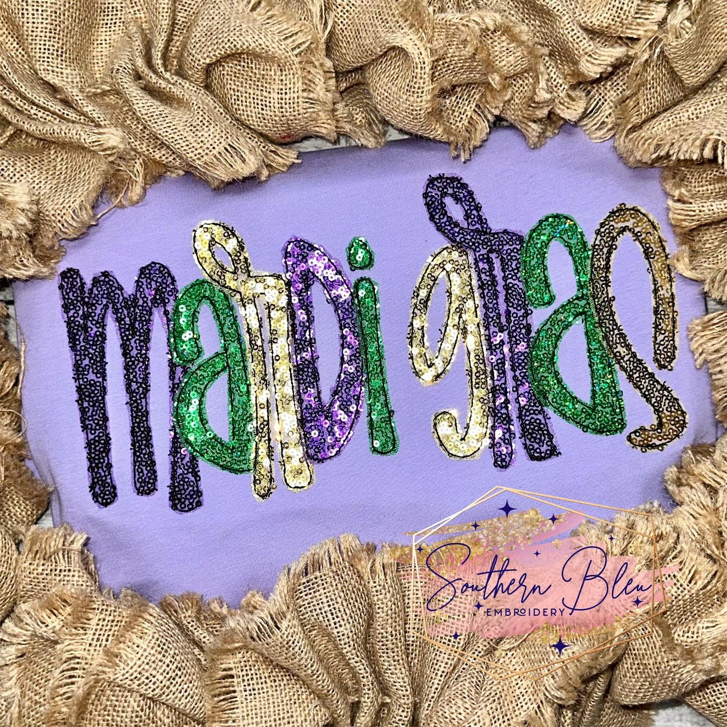 Mardi Gras Bean Stitch Applique Machine Embroidery Design