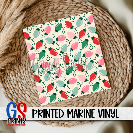 Pink and Green Christmas Lights Marine Vinyl