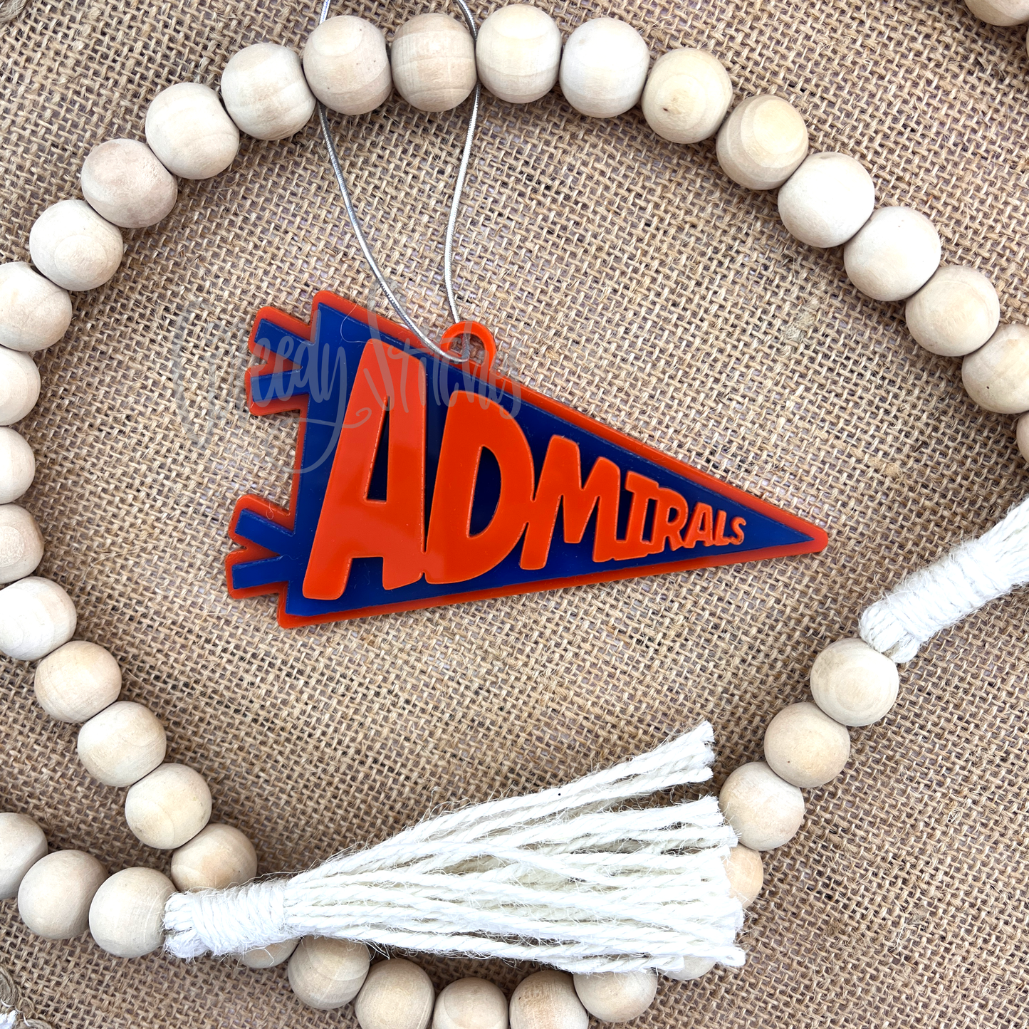 School Mascot Pennant Acylic Ornament