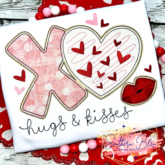 Hugs & Kisses Sugar Cookies Bean Stitch Applique Machine Embroidery Design