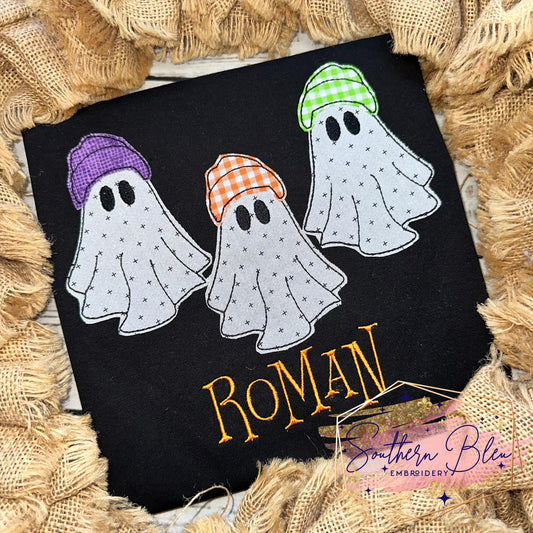 Beanie Ghost Trio Applique Machine Embroidery Design