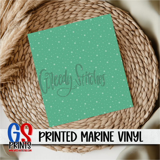 Green Snowflakes Marine Vinyl