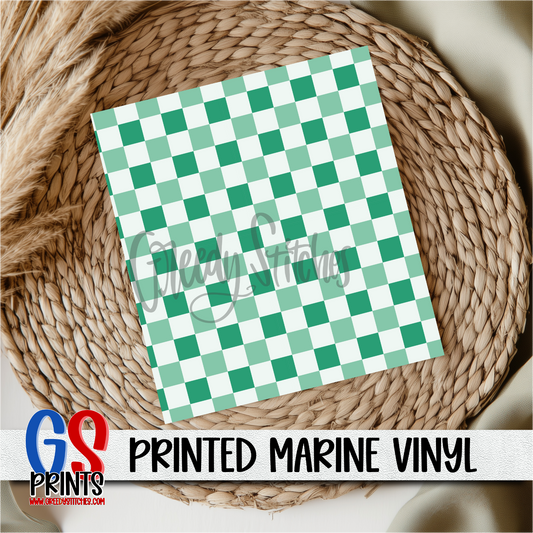 Green Christmas Checker Marine Vinyl