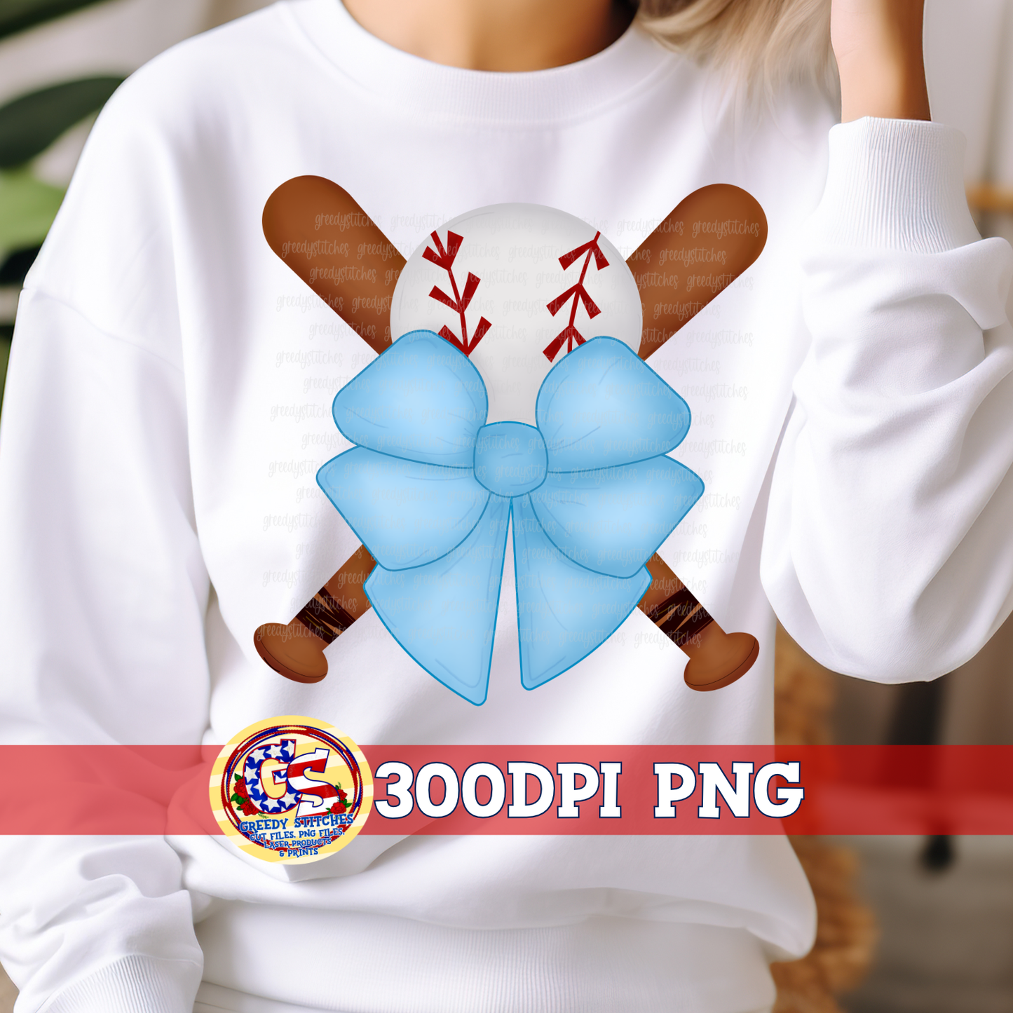 Baseball Blue Coquette Bow PNG