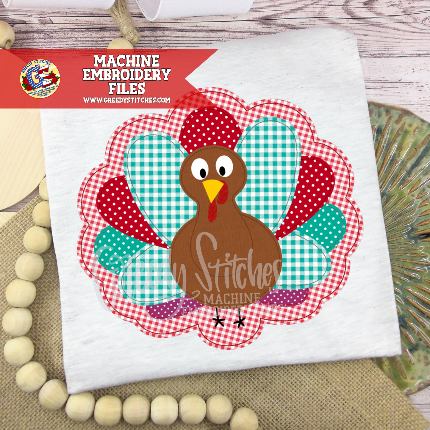 Turkey Bean Stitch Applique Machine Embroidery Design