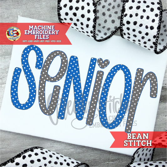 Senior Bean Stitch Applique Machine Embroidery Design
