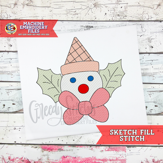 Flying Snowman Sketch Fill Machine Embroidery Design  - New Orleans Christmas Snowman
