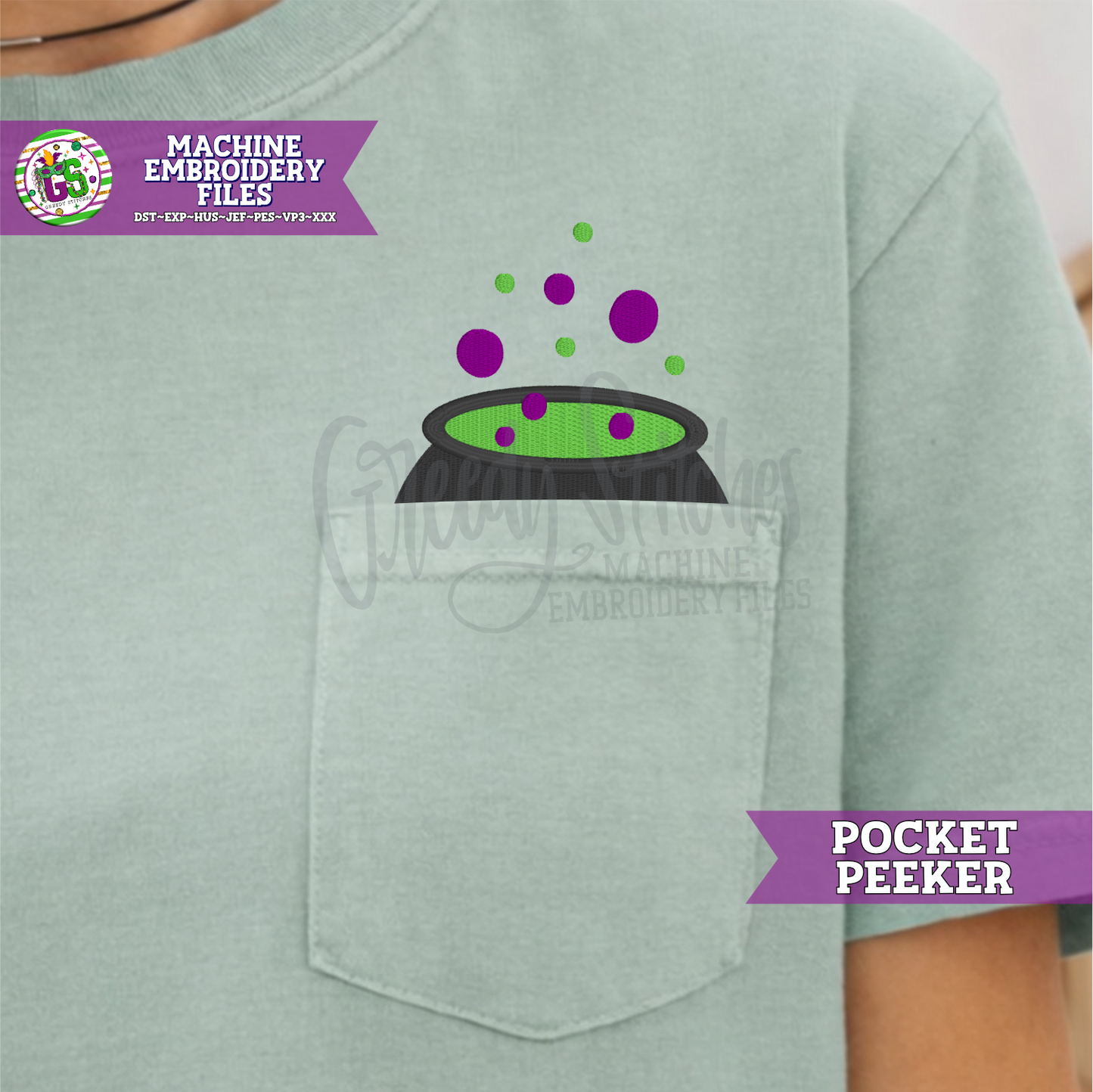 Bubbling Cauldron Pocket Peeker Machine Embroidery Design