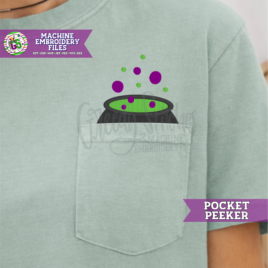 Bubbling Cauldron Pocket Peeker Machine Embroidery Design