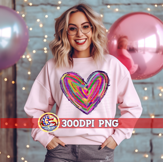 Colorful Heart PNG for Sublimation