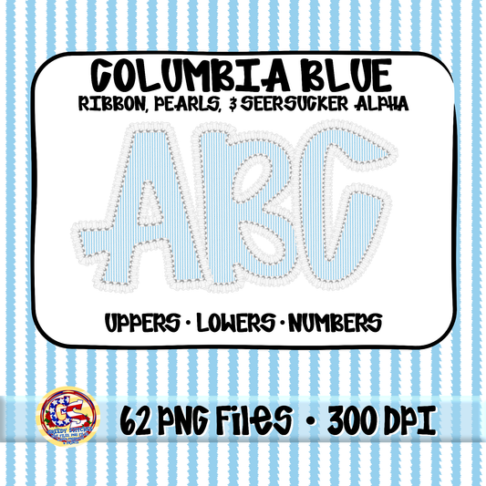 Columbia Blue Ruffles, Pearls, Seersucker Alpha PNG -Seersucker Alpha