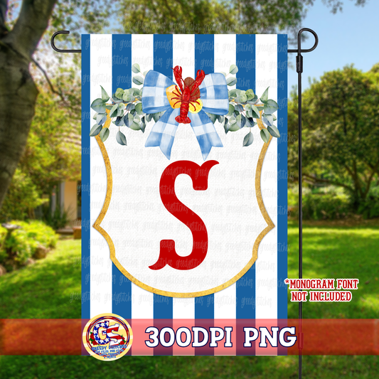 Crawfish Monogram Garden Flag PNG