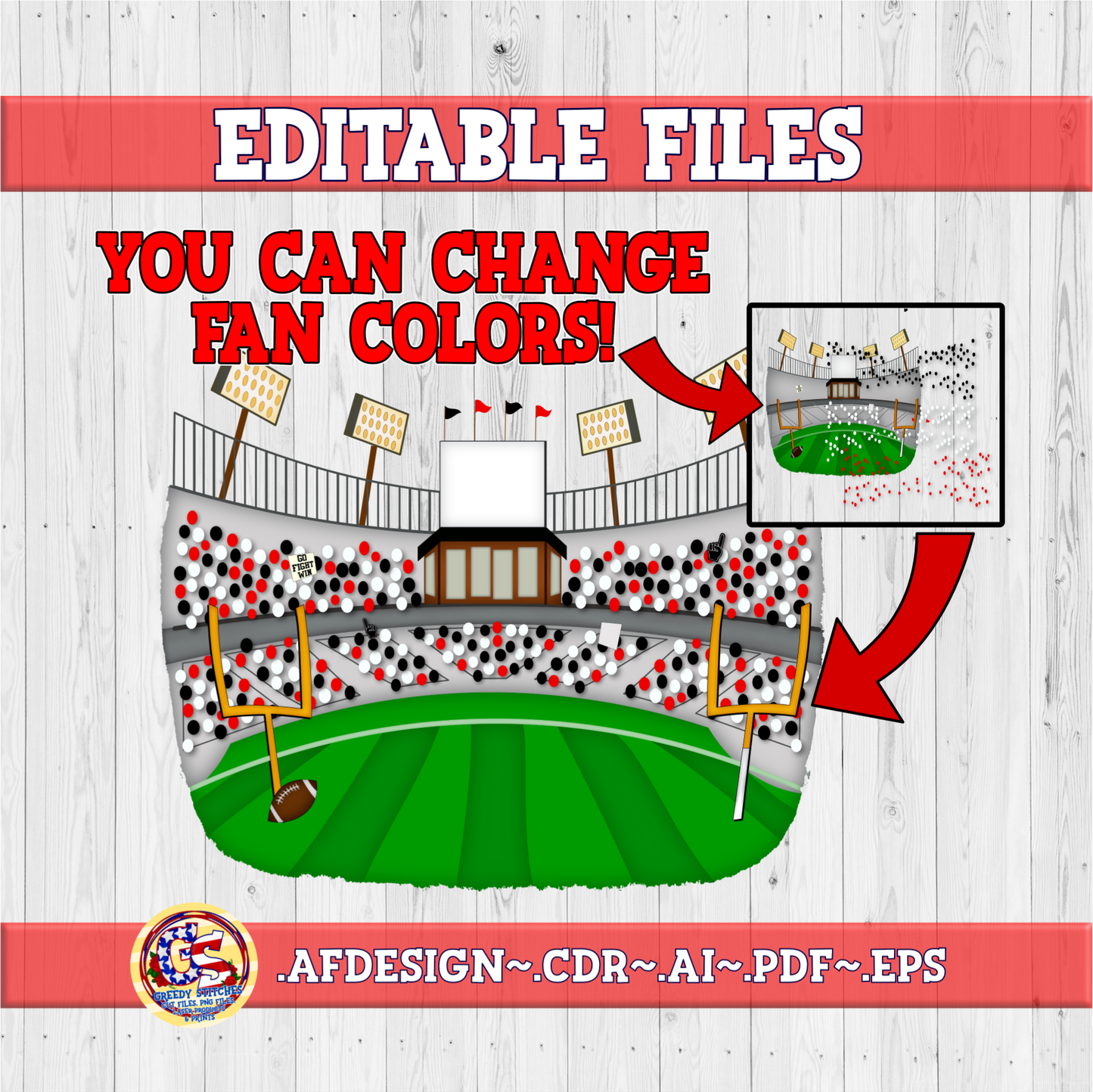 EDITABLE FANS Football Stadium Fans