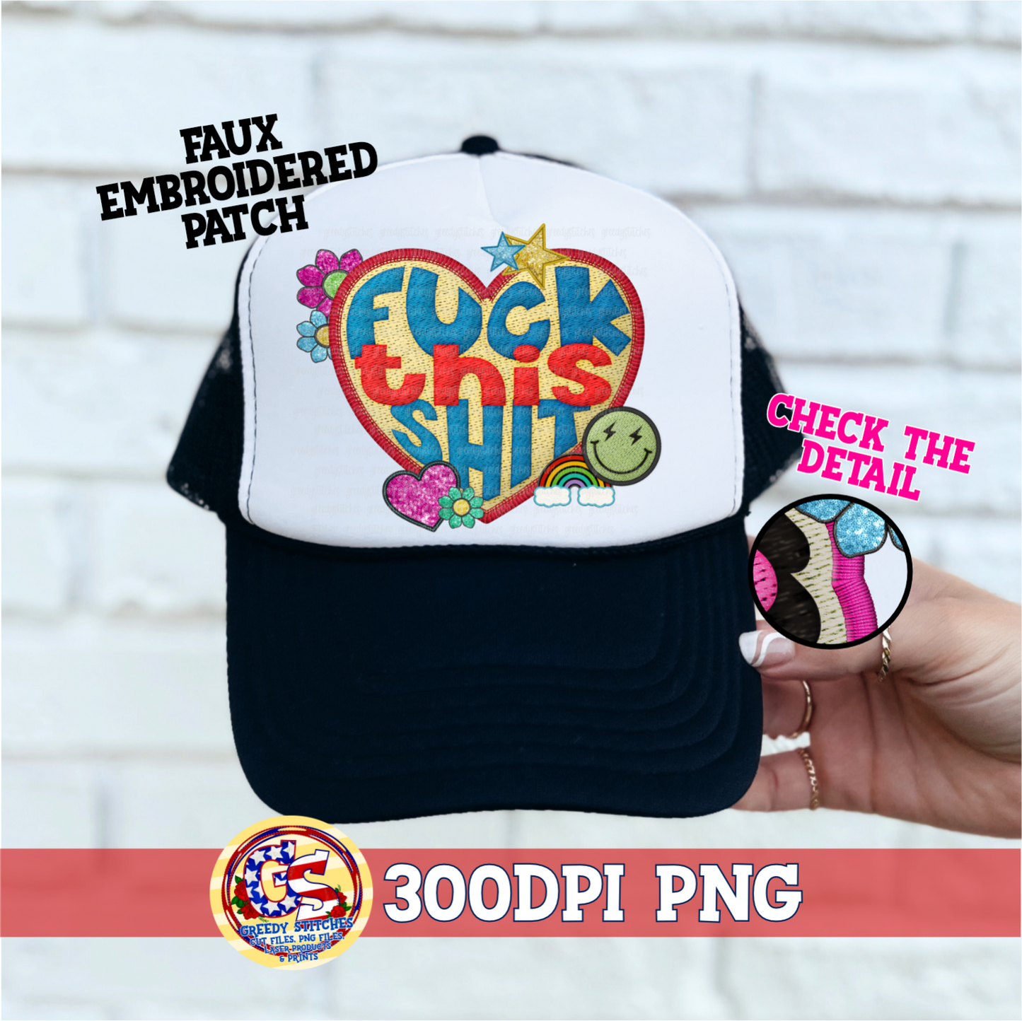 Fuck this Shit PNG - Rude Faux Embroidered Patch Trucker Hats PNG