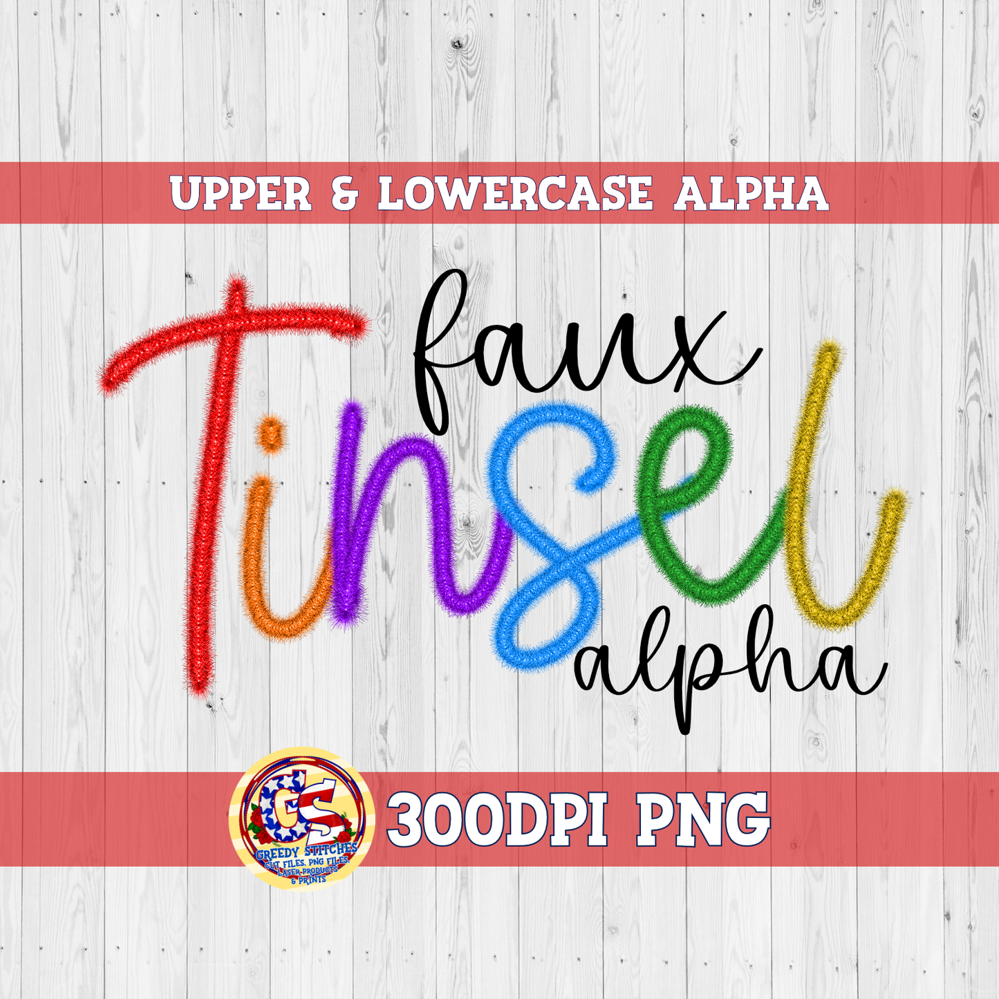 DIY Faux Tinsel Alpha & Number Pack PNG