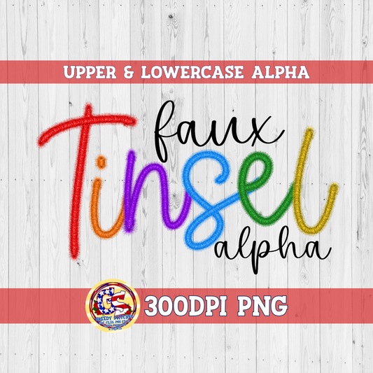 DIY Faux Tinsel Alpha & Number Pack PNG