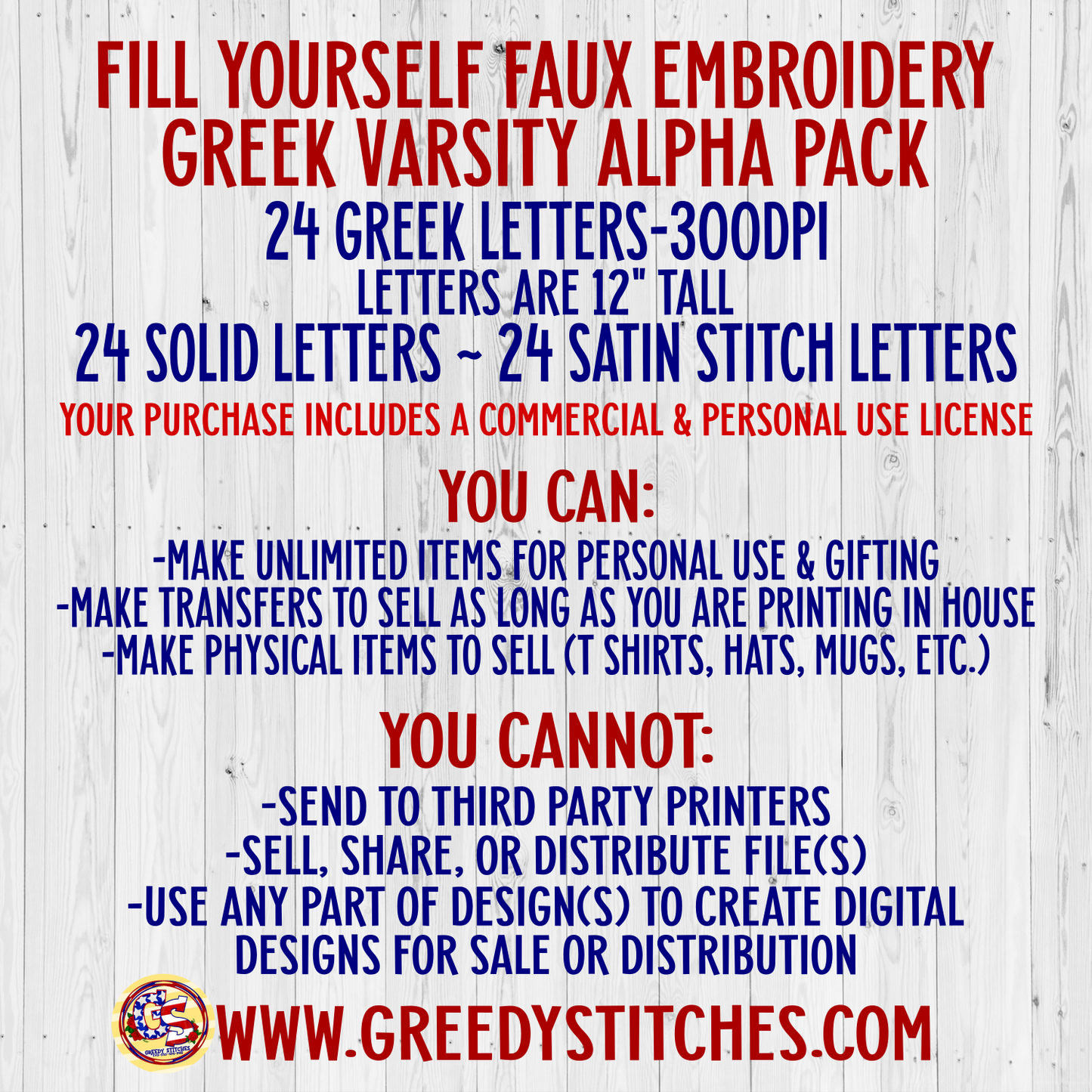 DIY Faux Embroidery Greek Varsity Alpha Pack PNG