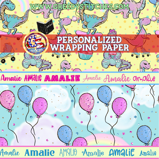 30" Birthday Dinosaur Personalized Wrapping Paper