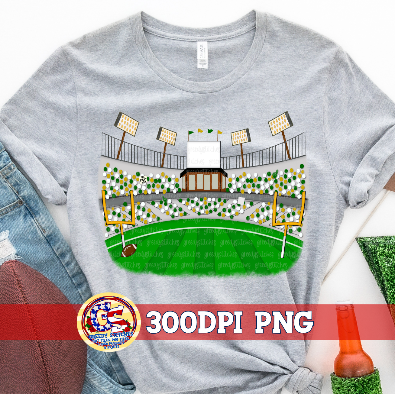 Football Stadium Fans Green Gold PNG