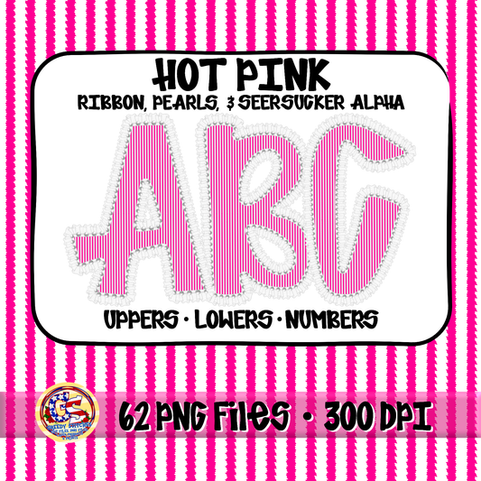 Hot Pink Ruffles, Pearls, Seersucker Alpha PNG -Seersucker Alpha
