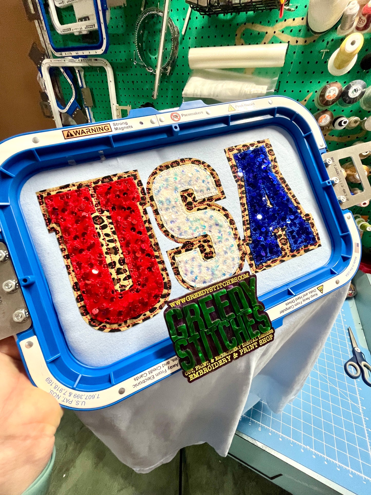 Varsity USA Double Applique Bean Stitch Machine Embroidery Design
