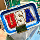 Varsity USA Double Applique Bean Stitch Machine Embroidery Design