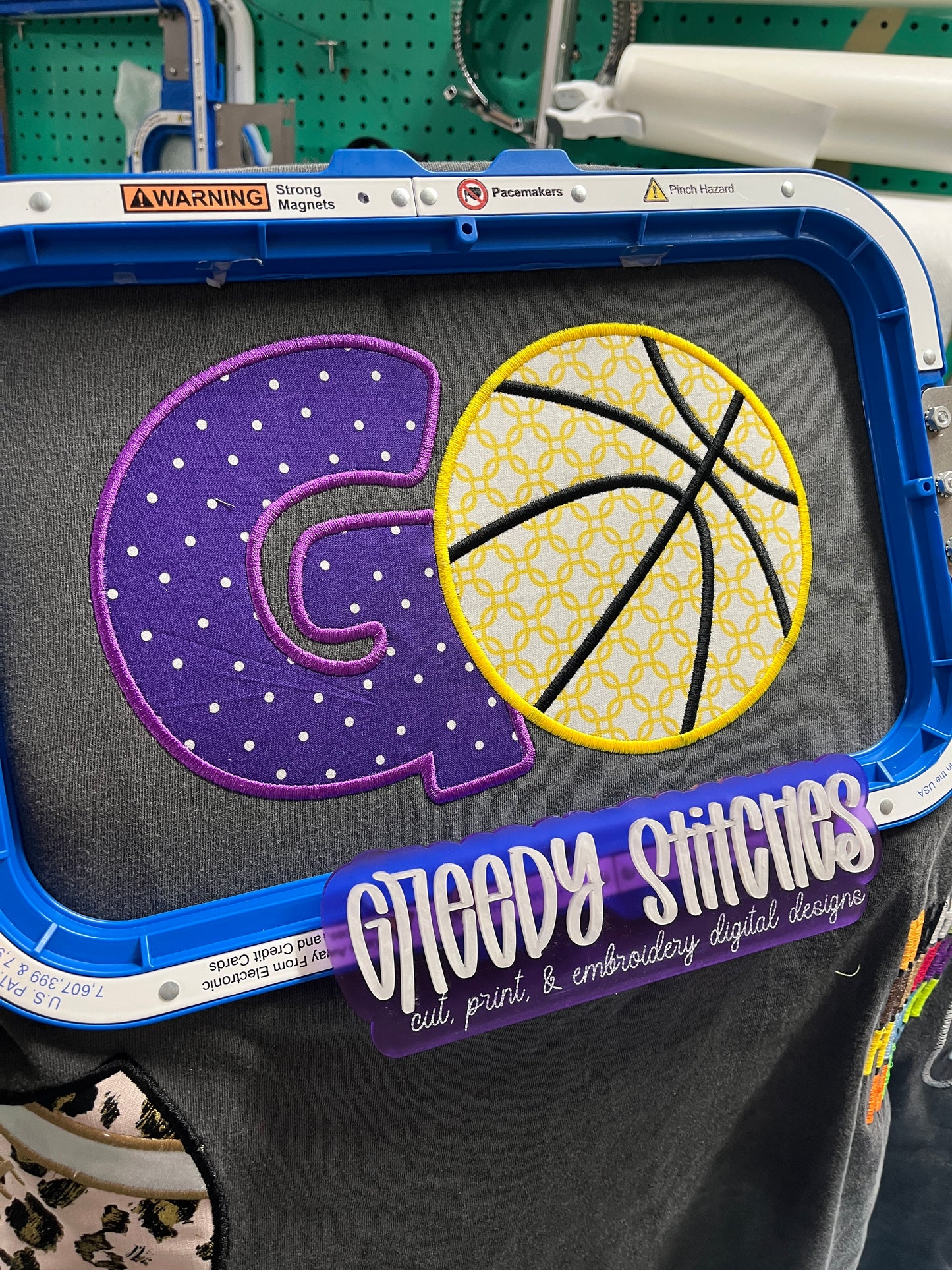 Go Basketball Satin Stitch Applique Machine Embroidery Design