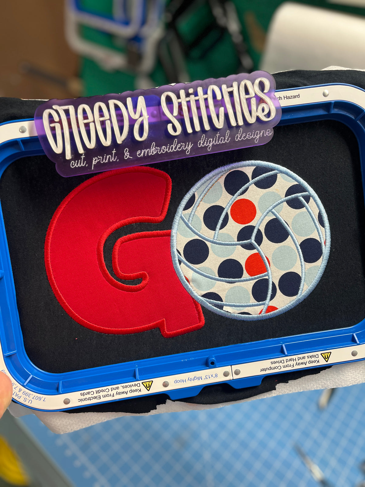 Go Volleyball Satin Stitch Applique Machine Embroidery Design