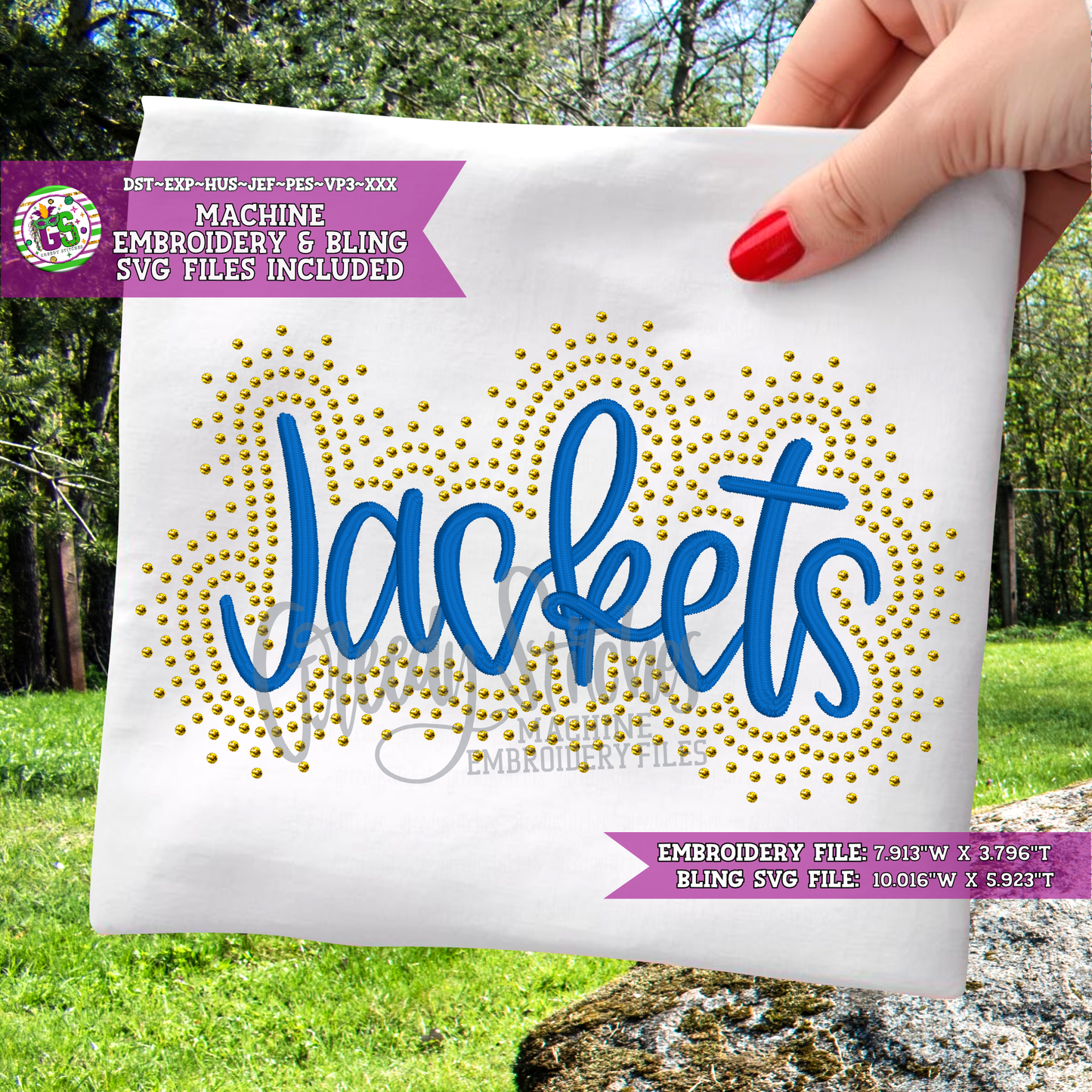 Jackets Script Bling & Machine Embroidery Design