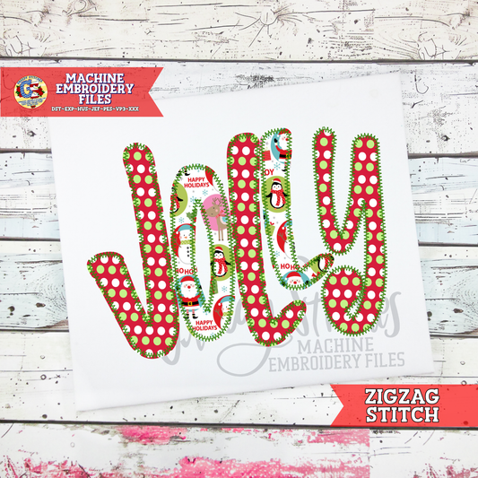 Jolly Zigzag Stitch Applique Machine Embroidery Design