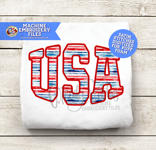 Puff USA Inflated Machine Embroidery Design