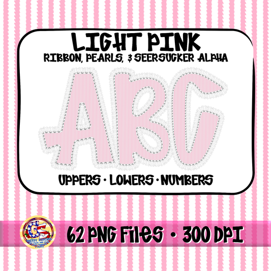 Light Pink Ruffles, Pearls, Seersucker Alpha PNG -Seersucker Alpha