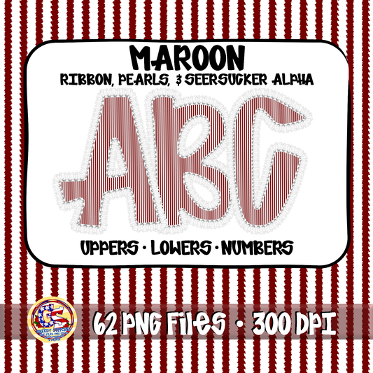 Maroon Ruffles, Pearls, Seersucker Alpha PNG -Seersucker Alpha