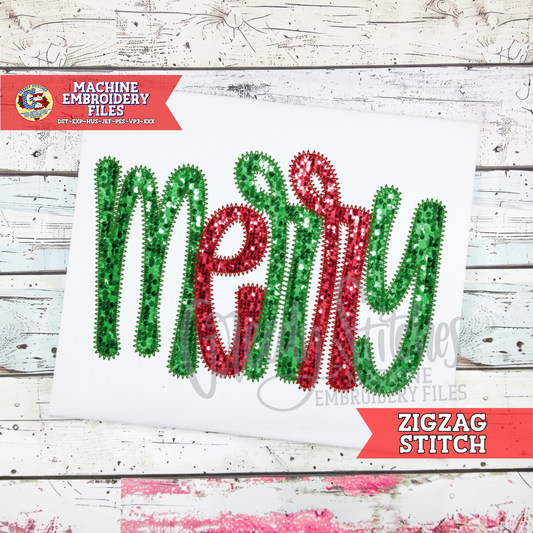 merry Zigzag Stitch Applique Machine Embroidery Design